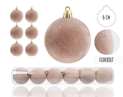 KD.KUGEL*6 FLOCKIG CREME 6CM