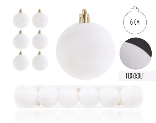 KD.KUGEL*6 FLOCKIG WEISS6CM