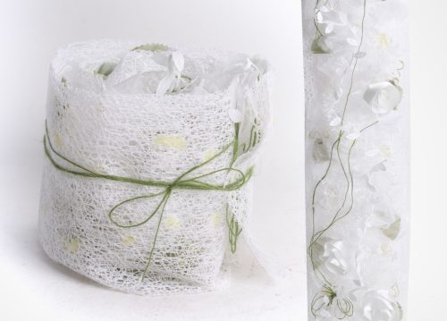 BLUMEN TISCHLÄUFER WEIß 14*100