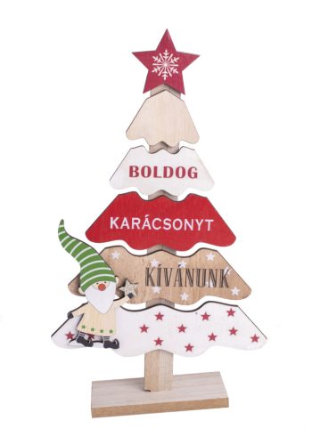 HOLZWEIHNACHTSBAUM+KUGEL ROSA/WEIß 33