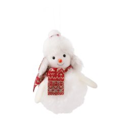 DEK.SCHNEEMANN PELZIG+ROT MÜTZE14