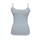 Damen Baumwoll-Zweiteiliges Unterwäsche-Set - klassischer Slip-Spaghettiträger-Top - grau - L