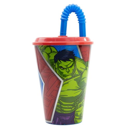 Avengers Kunststoff-Trinkbecher mit Strohhalm - 430 ml