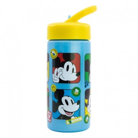 KUNSTSTOFFTRINKFLASCHE MIT STROHHALM 410 ML Mickey Maus