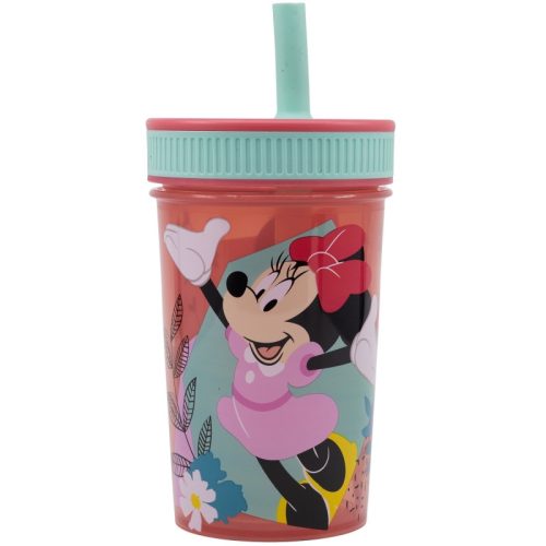 Disney Minnie Maus Kunststoff-Trinkbecher mit auslaufsicherem Silikon-Strohhalm - 420 ml