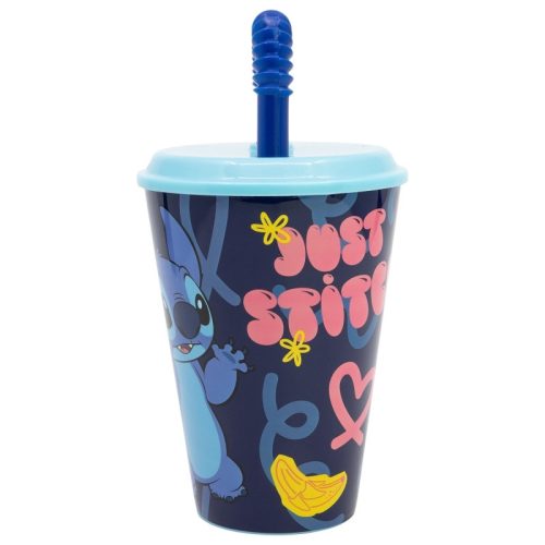 Stitch Plastik-Trinkbecher mit Strohhalm - 430 ml