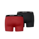Head Microfiber Herrenunterhose - Mikrofaserboxershorts - 2 Stück/Packung - Rot-Schwarz - M