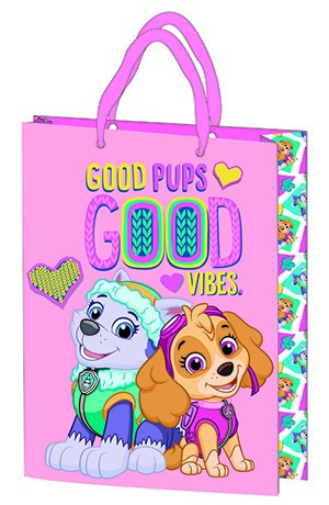 Geschenktüte 23x18x8,5 cm, laminierte Kunststoffoberfläche - Paw Patrol Pink