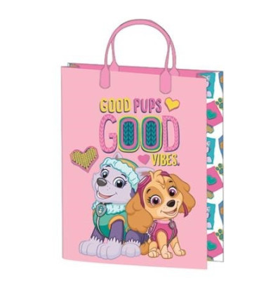 Geschenktüte 32x27x10 cm, laminierte Kunststoffoberfläche - Paw Patrol Blau