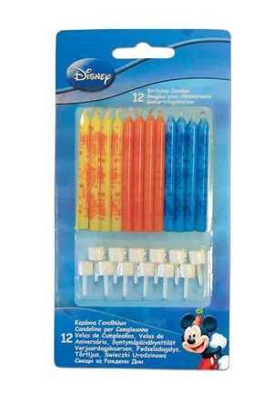 12 Stück Geburtstagskerzen und 12 Halter DISNEY MICKEY MOUSE