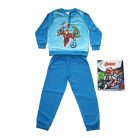 Langer dünner Baumwollkinderpyjama - Avengers - mit Iron Man Muster - Jersey - mittelblau - 140