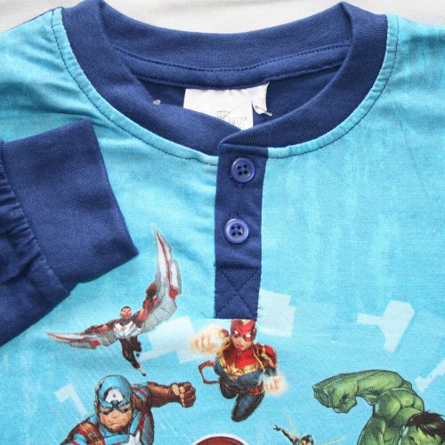 Langer dünner Baumwollkinderpyjama - Avengers - mit Iron Man Muster - Jersey - dunkelblau - 104