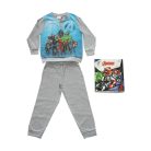 Langer dünner Baumwollkinderpyjama - Avengers - mit Gruppenbildmuster - Jersey - grau - 122