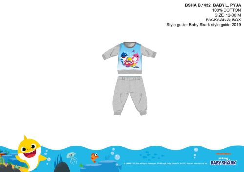 Baby Shark Baby Pyjama - Jersey Baumwollpyjama - grau - 86