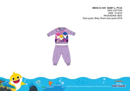 Baby Shark Baby Pyjama - Jersey Baumwollpyjama - lila - 92