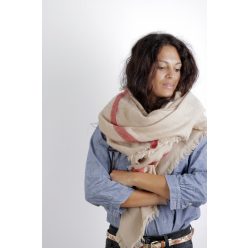 Cecilia Gallerani Schal - 140x140 cm - beige, elfenbein, rot