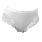 Damenunterhose - mit breitem Seitenbereich - vorne mit Spitzenbesatz - weiß - L