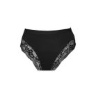 Damenunterhose - mit breitem Seitenbereich - vorne mit Spitzenbesatz - schwarz - L