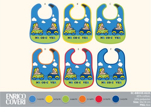 Enrico Coveri Baby Lätzchen 6 Stück/Packung - Baumwoll-Lätzchen 30 x 18 cm - Blau