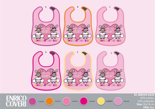 Enrico Coveri Baby Lätzchen 6 Stück/Packung - Baumwoll-Lätzchen 30 x 18 cm - Rosa