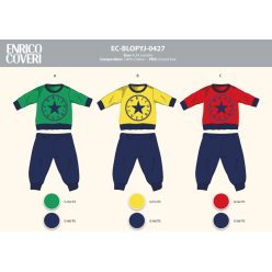   Enrico Coveri lange schmale Baby-Pyjama - 100% Baumwoll-Pyjama - Rot-Dunkelblau - 86