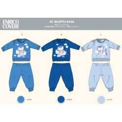   Enrico Coveri lange schmale Baby-Pyjama - 100% Baumwoll-Pyjama - Hellblau - 92