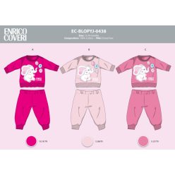   Enrico Coveri lange schmale Baby-Pyjama - 100% Baumwoll-Pyjama - Elefantenmuster - Pink - 80