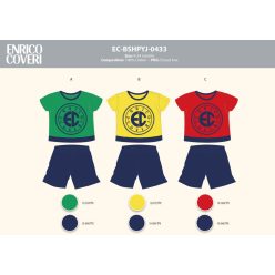   Enrico Coveri Kurzarm-Sommer-Baby-Pyjama - 100% Baumwollpyjama - rot-dunkelblau - 92