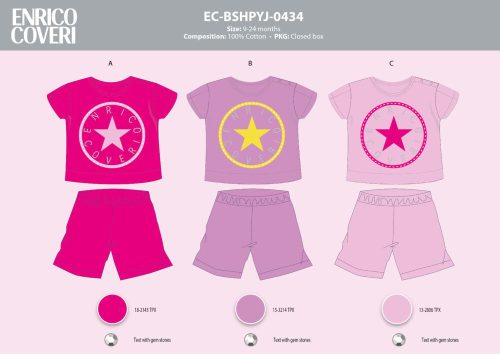 Enrico Coveri Kurzarm-Sommer-Baby-Pyjama - 100% Baumwollpyjama - pink - 86