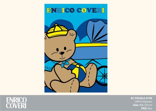Enrico Coveri Baby Fleece Decke - 90 x 120 cm - blau