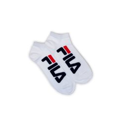   Fila Unisex Sneakersocken mit Aufschrift - 2 Paar/Packung - Baumwoll-Sneakersocken - Weiß - 43-46