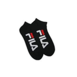   Fila Unisex Sneakersocken mit Aufschrift - 2 Paar/Packung - Baumwoll-Sneakersocken - Schwarz - 35-38
