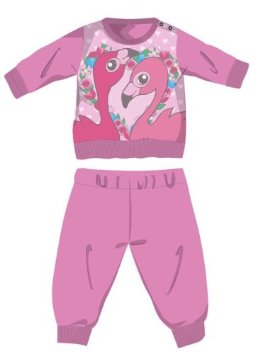 Flamingo Winter-Baby-Pyjama aus Baumwolle - Interlock-Pyjama - rosa - 92