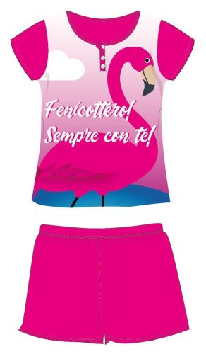 Flamingo Sommer-Kurzarm-Kinderpyjama - Baumwoll-Jersey-Pyjama - Pink - 128