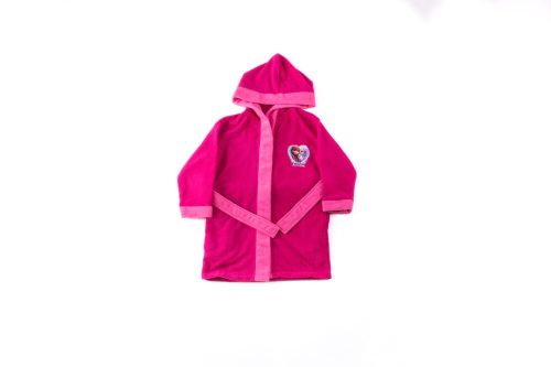 Kinderbademantel - Mikrofaser mit Kapuze - Die Eiskönigin - 98-104 - pink