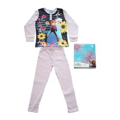   Langer dünner Baumwollkinderpyjama - Die Eiskönigin - gestreift - Jersey - lavendel - 140