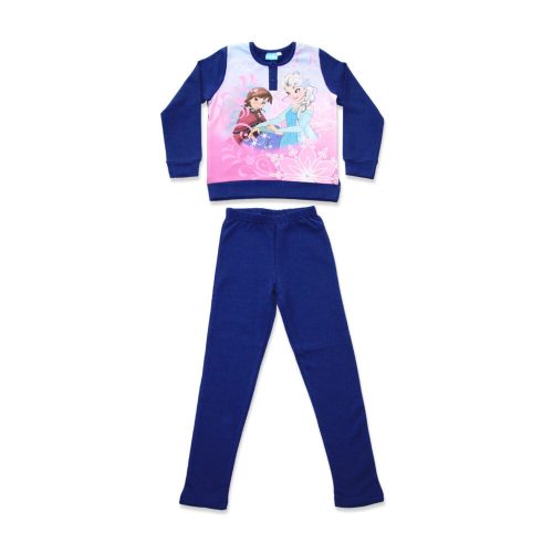 Winter-Flanell-Kinderpyjama - Die Eiskönigin - dunkelblau - 134