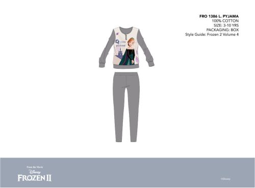 Disney Frozen Thin Cotton Children's Pyjama - Jersey Pyjama - Dark Gray - 134-140
