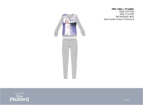 Disney Frozen Thin Cotton Children's Pyjama - Jersey Pyjama - Light Gray - 98
