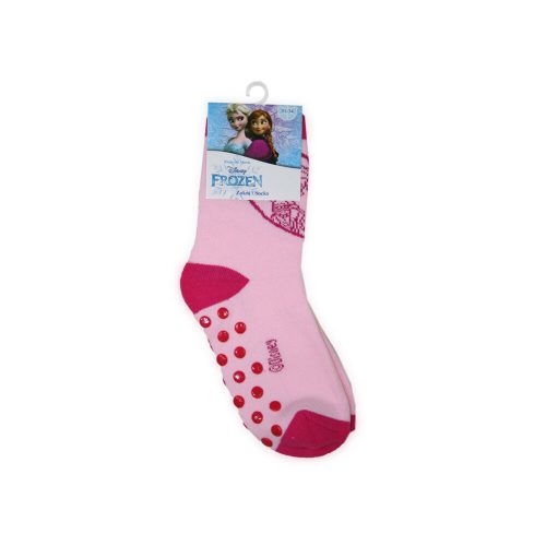 Rutschfeste Kindersocken - Die Eiskönigin - Vollplüsch - Herz Muster - Hellrosa - 31-34