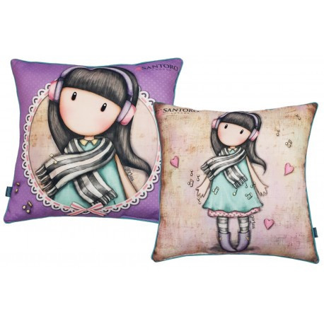 Gorjuss Kissen, Dekokissen - 40x40 cm - beige-lila