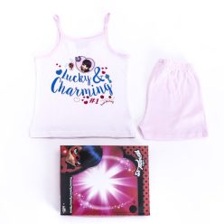   Marienkäfer und Schwarze Katze Abenteuer Mädchen Baumwollpyjama - ärmelloser Pyjama - Sommer-Set - Hellrosa - 128