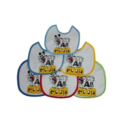   Mickey Maus Baby Lätzchen 6 Stück/Packung - Baumwoll-Lätzchen - Hellblau-Mittelblau-Dunkelblau-Gelb-Rot-Grün