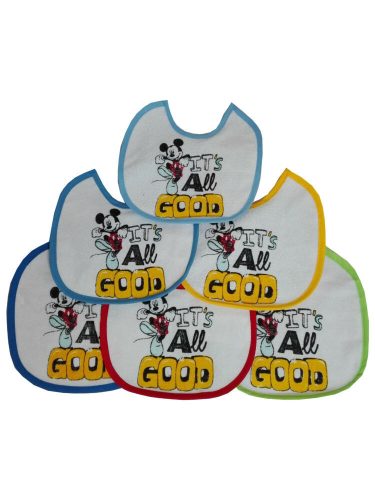 Mickey Maus Baby Lätzchen 6 Stück/Packung - Baumwoll-Lätzchen - Hellblau-Mittelblau-Dunkelblau-Gelb-Rot-Grün