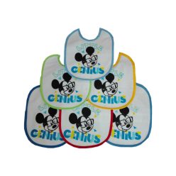  Mickey Maus Baby Lätzchen 6 Stück/Packung - Baumwoll-Lätzchen - Hellblau-Mittelblau-Dunkelblau-Gelb-Rot-Grün