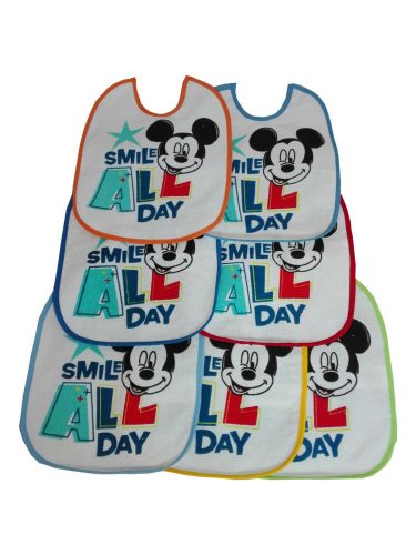 Mickey Maus Baby Lätzchen 7 Stück/Packung - Baumwoll-Lätzchen - Hellblau-Mittelblau-Dunkelblau-Gelb-Orange-Rot-Grün