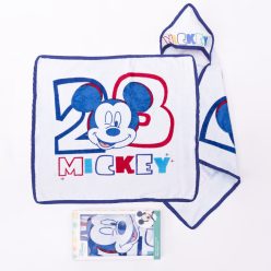   Mickey Maus Baby Kapuzenhandtuch - Baumwollbabyhandtuch - Weiß-Dunkelblau