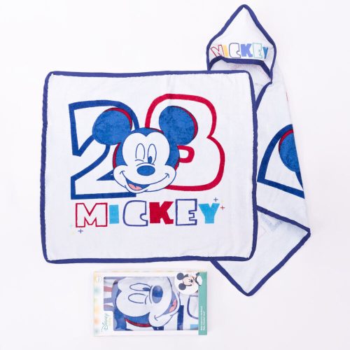 Mickey Maus Baby Kapuzenhandtuch - Baumwollbabyhandtuch - Weiß-Dunkelblau