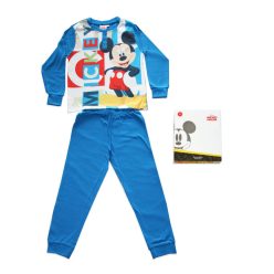   Langer dünner Baumwoll-Kinderpyjama - Micky Maus - Jersey - mittelblau - 122