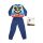 Langer dünner Baumwoll-Kinderpyjama - Micky Maus - Sommer Startschriftzug - Jersey - dunkelblau - 122